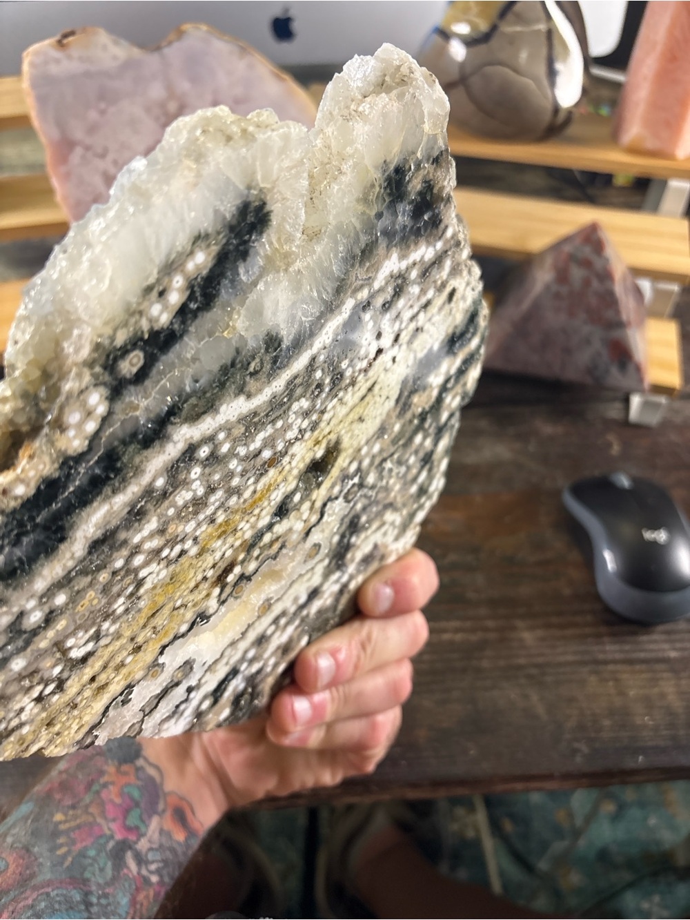 Ocean Jasper Quartz Druzy Slab 2lb 11.5oz Crystal Display Decor - Picture 2 of 3